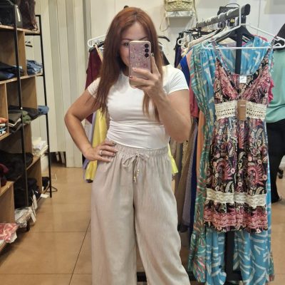 Calça Pantalona Texturizada